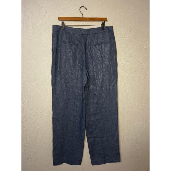 Zara Linen Pants, blue with sparkles size XL - Picture 6 of 7